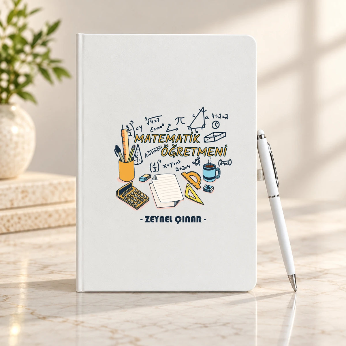 Matematik Öğretmeni Öğretmenler Günü Hediyesi İsim Baskılı Defter Kalem Seti