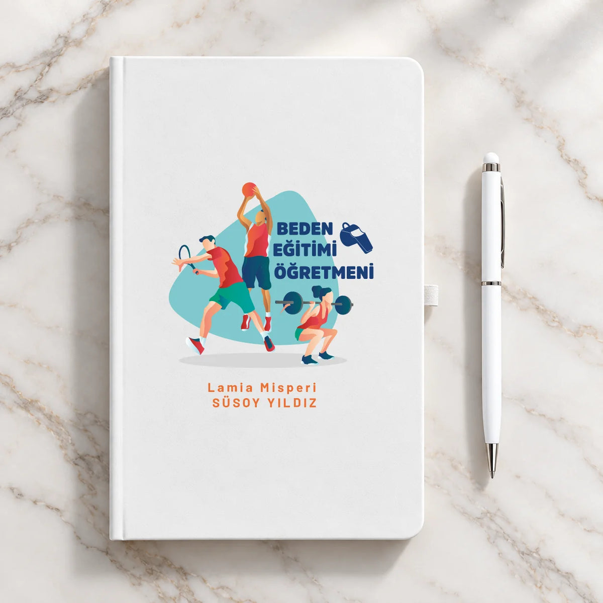 Beden Eğitimi Öğretmeni Öğretmenler Günü Hediyesi İsim Baskılı Defter Kalem Seti