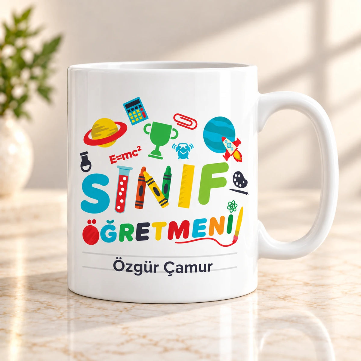 Sınıf Öğretmenine Özel İsimli Kupa Bardak – Öğretmenler Günü Hediyesi