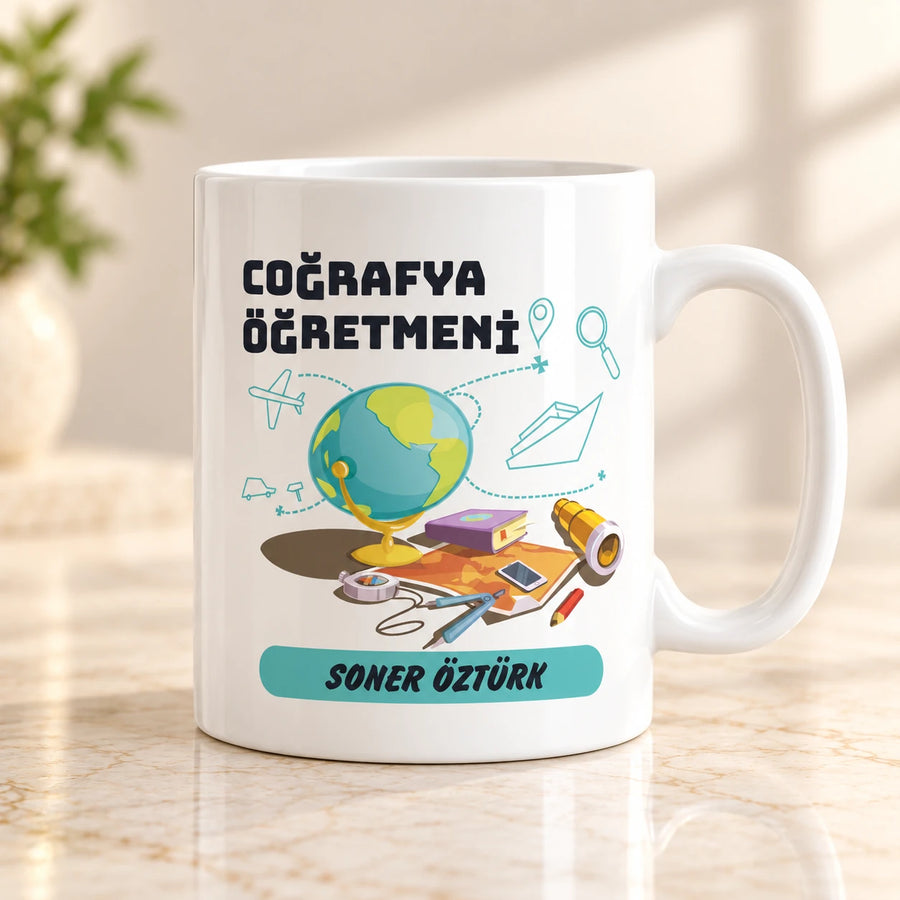 Coğrafya Öğretmenine Özel İsimli Kupa Bardak – Öğretmenler Günü Hediyesi