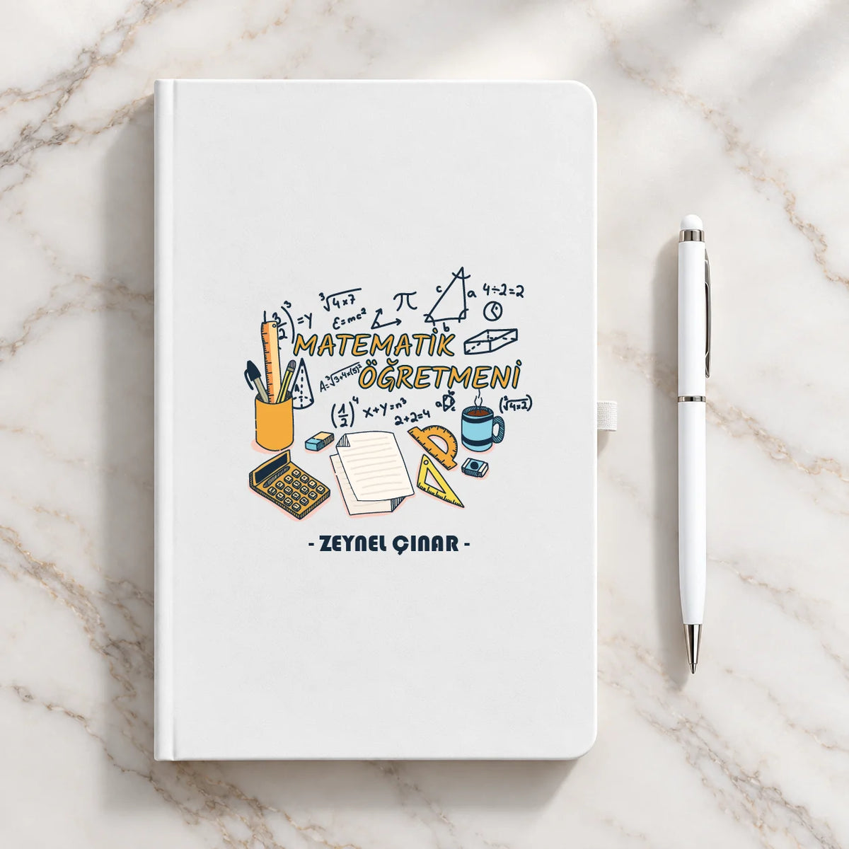Matematik Öğretmeni Öğretmenler Günü Hediyesi İsim Baskılı Defter Kalem Seti