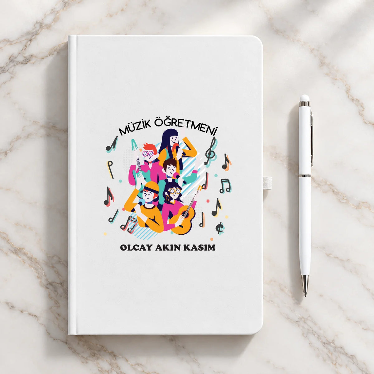 Müzik Öğretmeni Öğretmenler Günü Hediyesi İsim Baskılı Defter Kalem Seti