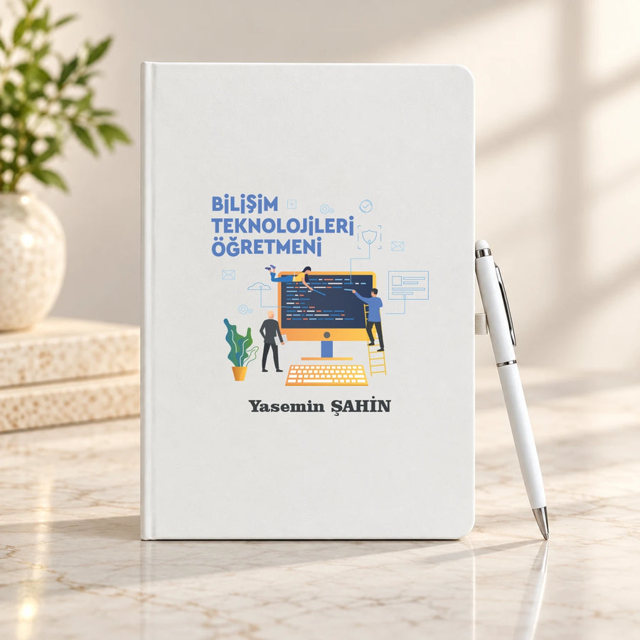 Bilişim - Bilgisayar Öğretmeni Öğretmenler Günü Hediyesi İsim Baskılı Defter Kalem Seti