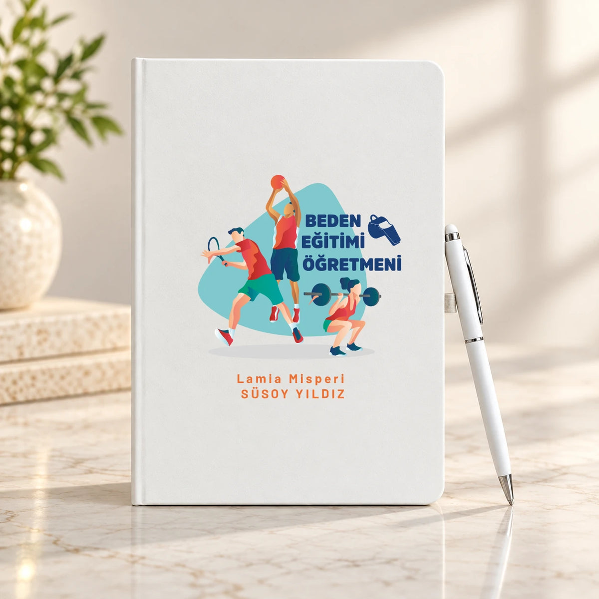 Beden Eğitimi Öğretmeni Öğretmenler Günü Hediyesi İsim Baskılı Defter Kalem Seti