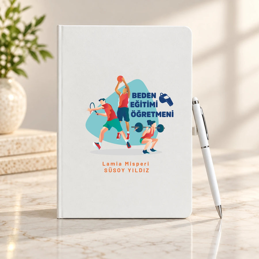 Beden Eğitimi Öğretmeni Öğretmenler Günü Hediyesi İsim Baskılı Defter Kalem Seti