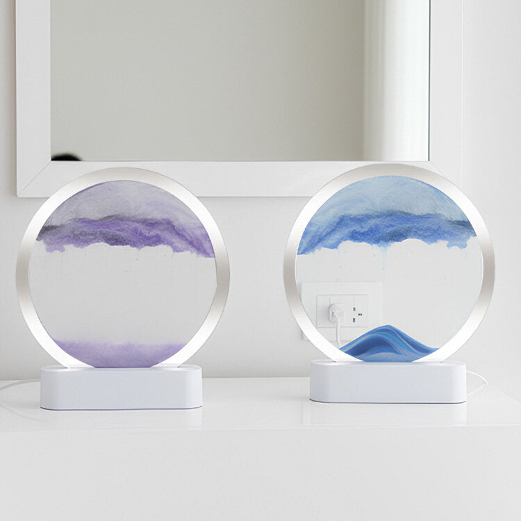 LED Işıklı Yuvarlak Sulu Kum Saati – 16 cm Dekoratif Kum Tablosu – ürün görünümü 1