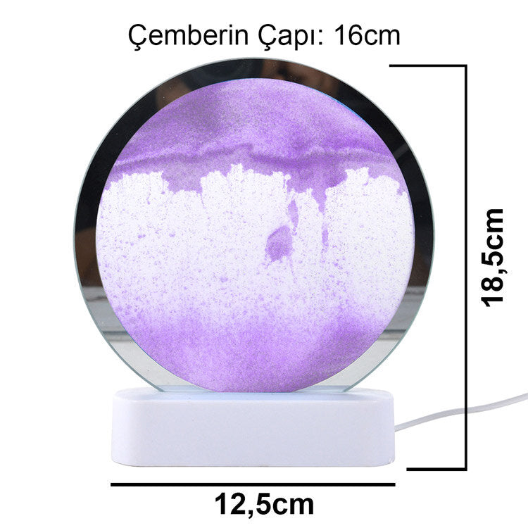 LED Işıklı Yuvarlak Sulu Kum Saati – 16 cm Dekoratif Kum Tablosu – ürün görünümü 4