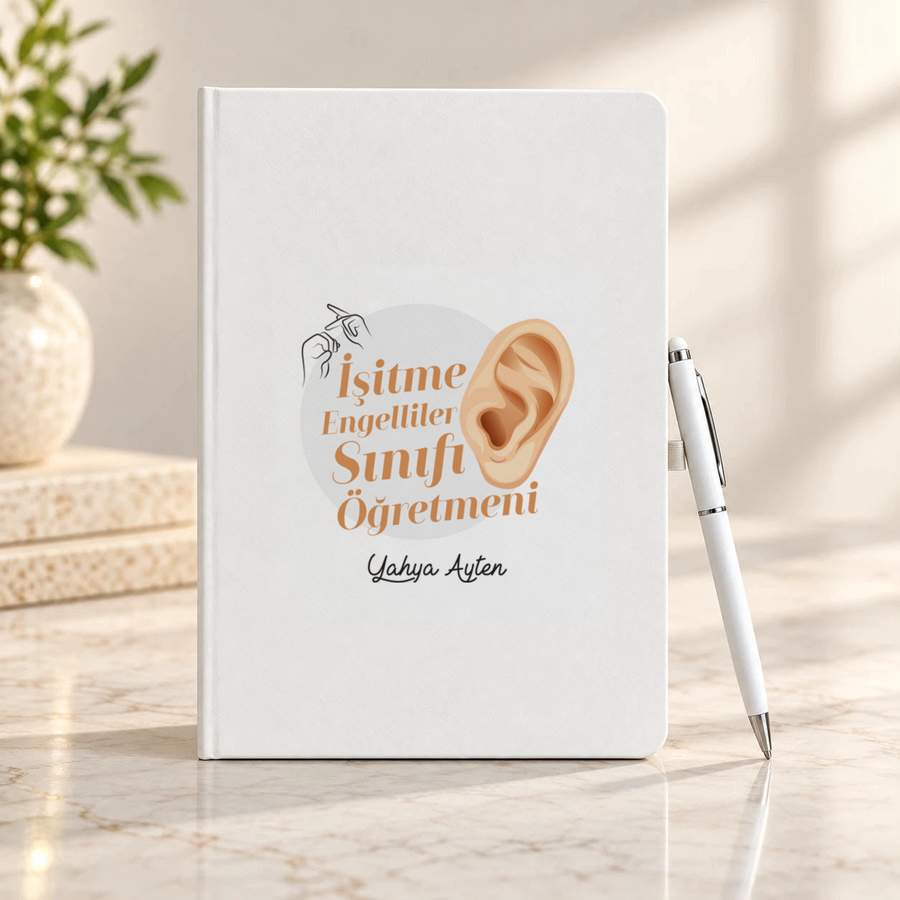 İşitme Engelliler Öğretmenine İsme Özel Defter ve Kalem Seti