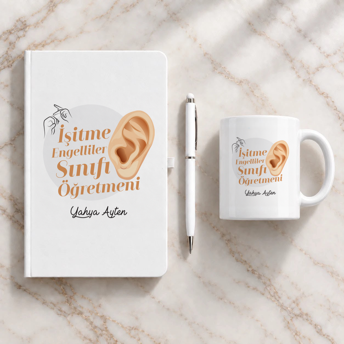 İşitme Engelliler Öğretmeni isme özel Hediye Seti ikinci görünüm