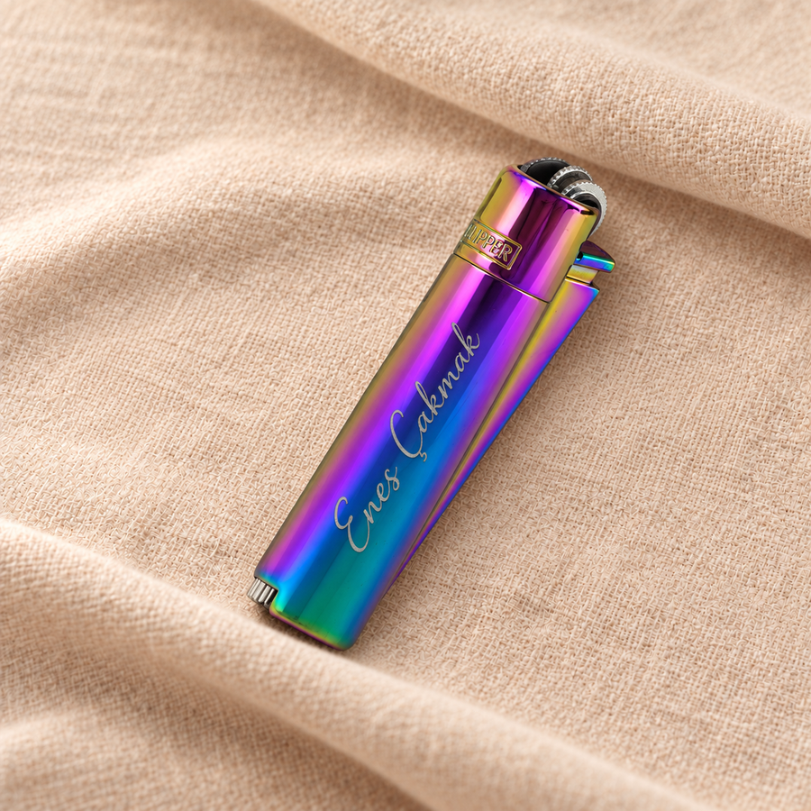 İsme Özel Gökkuşağı Metal Clipper Çakmak