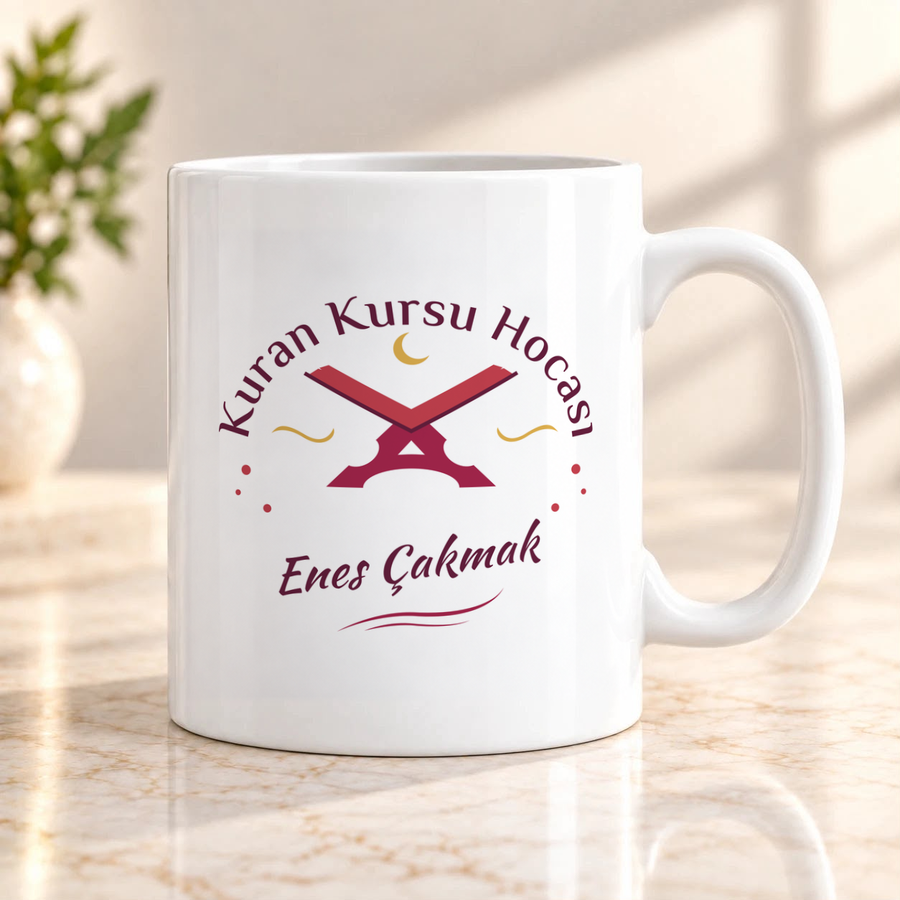 Kuran Kursu Hocasına İsme Özel Kupa Bardak