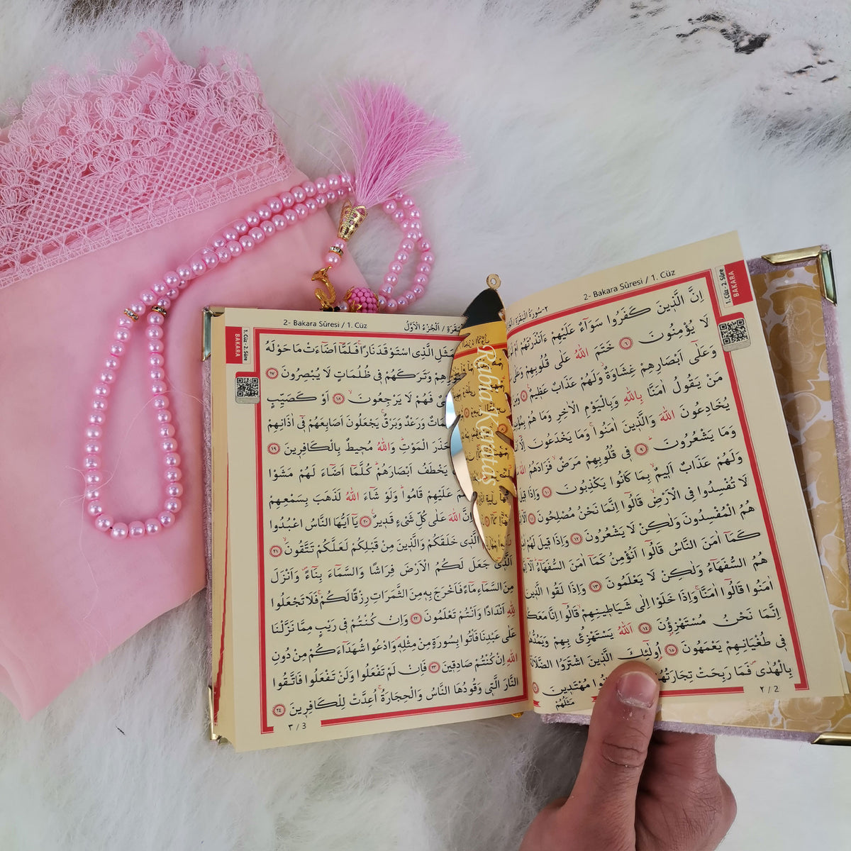 Çanta boy Kur’an-ı Kerim orijinal iç sayfaları ve kitap ayracı