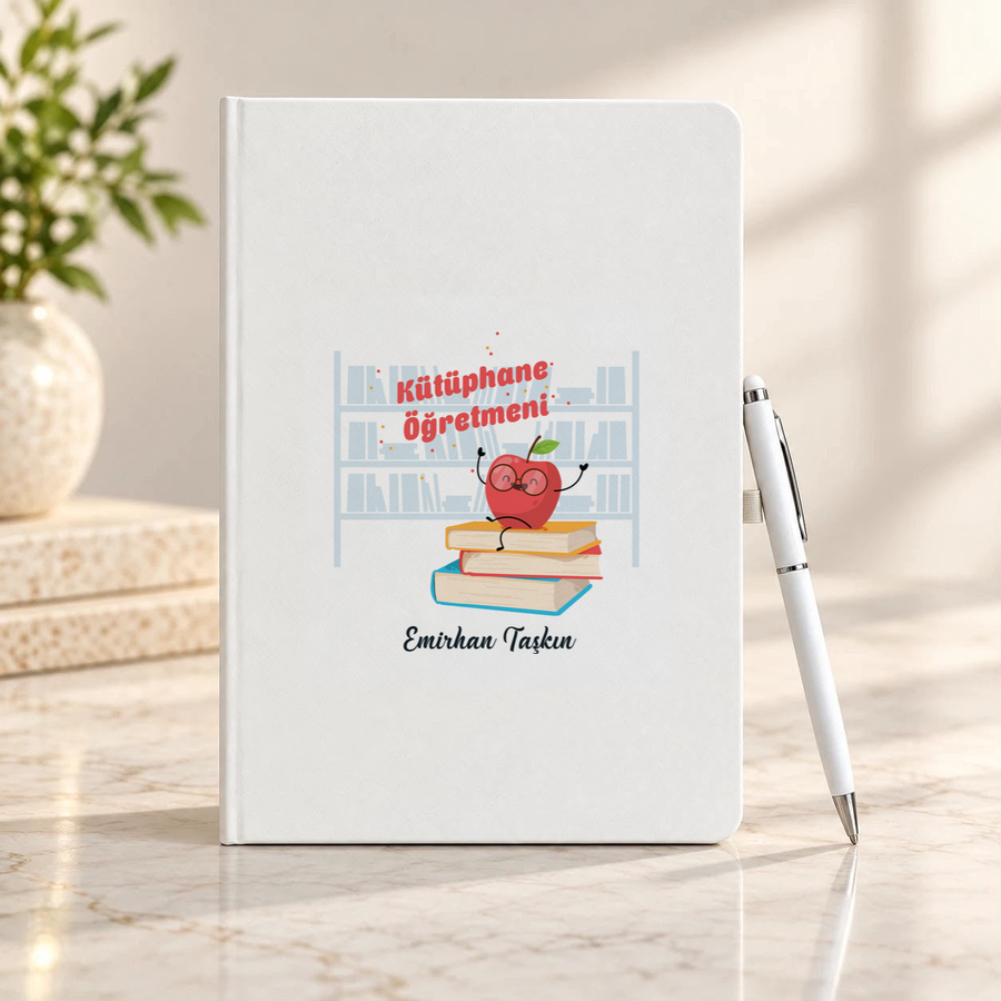 Kütüphane Öğretmenine İsme Özel Defter ve Kalem Seti
