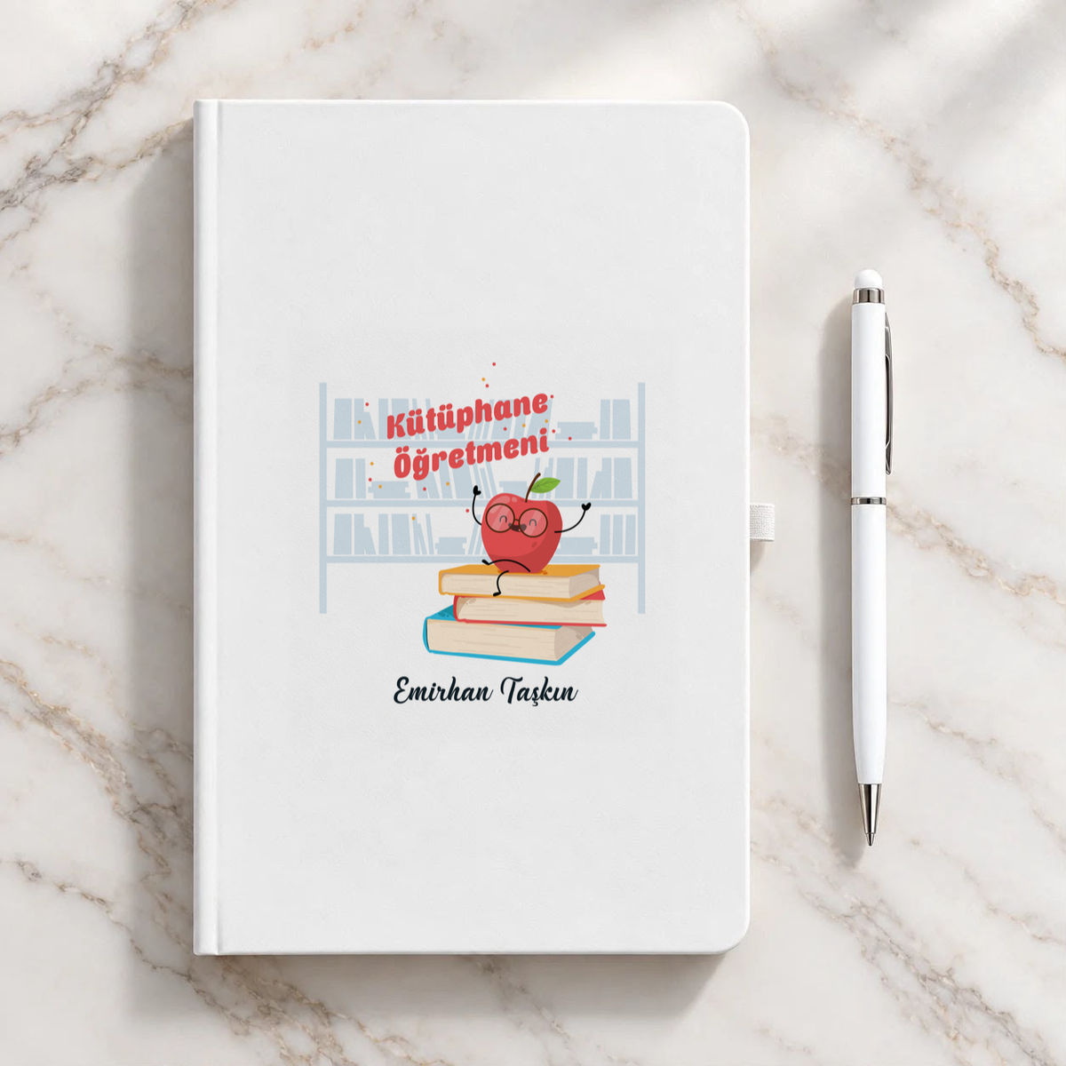 Kütüphane Öğretmeni isme özel Defter Kalem Seti ikinci görünüm