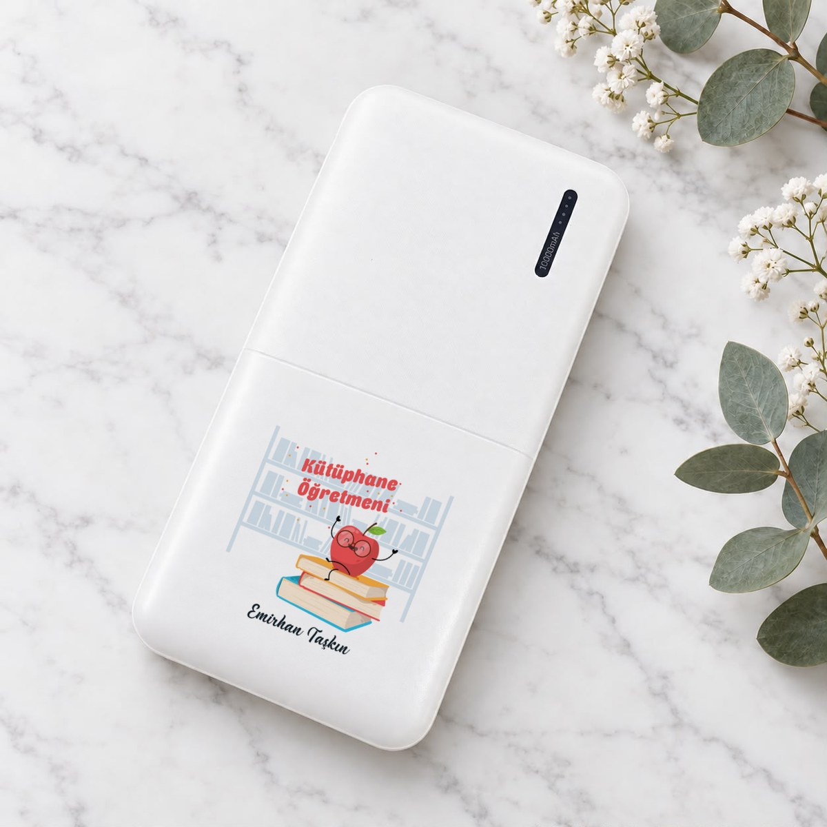 Kütüphane Öğretmeni isme özel Powerbank ikinci görünüm