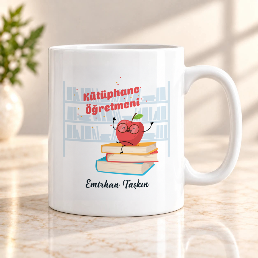 Kütüphane Öğretmenine İsme Özel Kupa Bardak