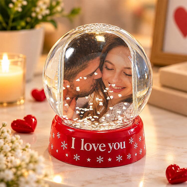 Kişiye Özel I Love You Fotoğraflı Kar Küresi – 2 Fotoğraflı – ürün görünümü 2