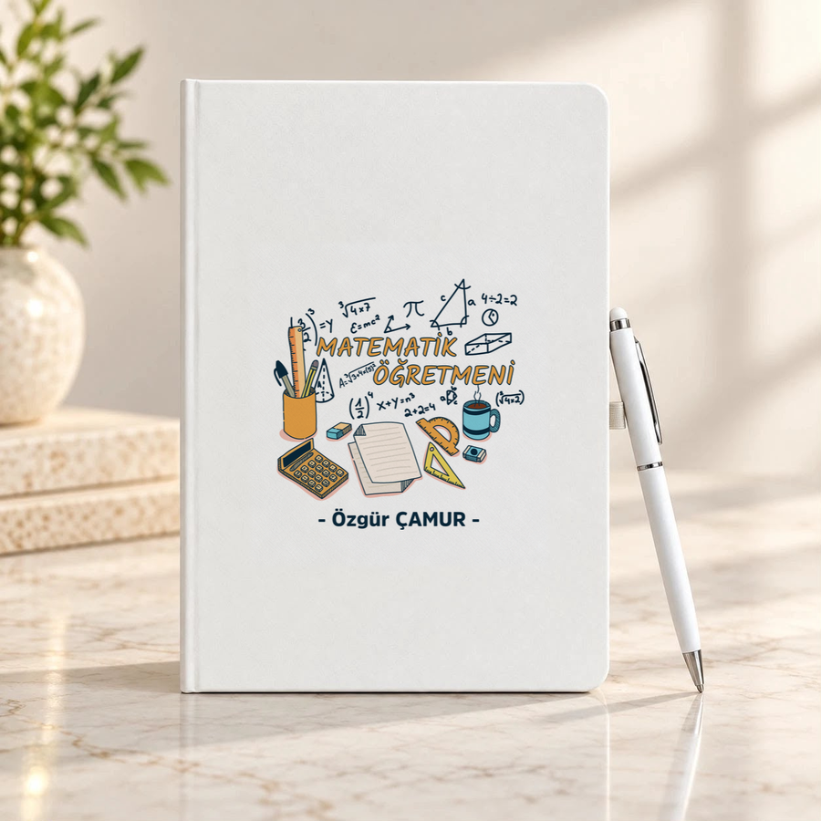 Matematik Öğretmenine İsme Özel Defter ve Kalem Seti