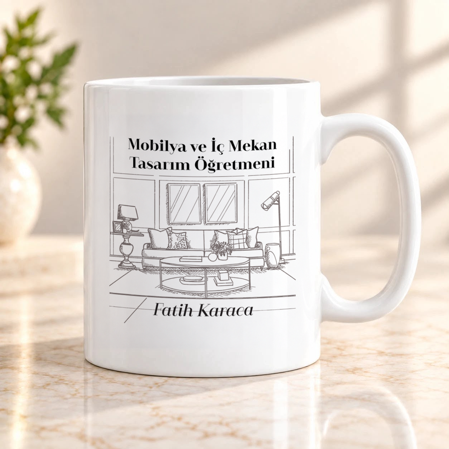 Mobilya ve İç Mekan Tasarım Öğretmenine İsme Özel Kupa Bardak