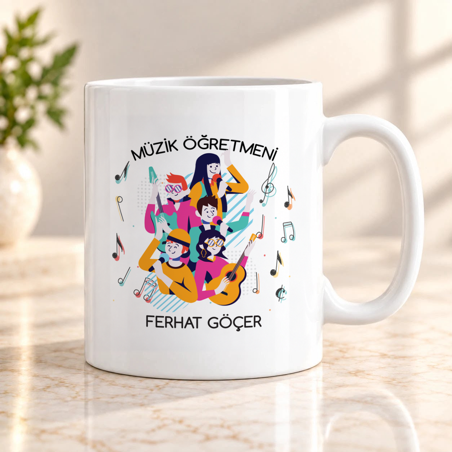 Müzik Öğretmenine İsme Özel Kupa Bardak