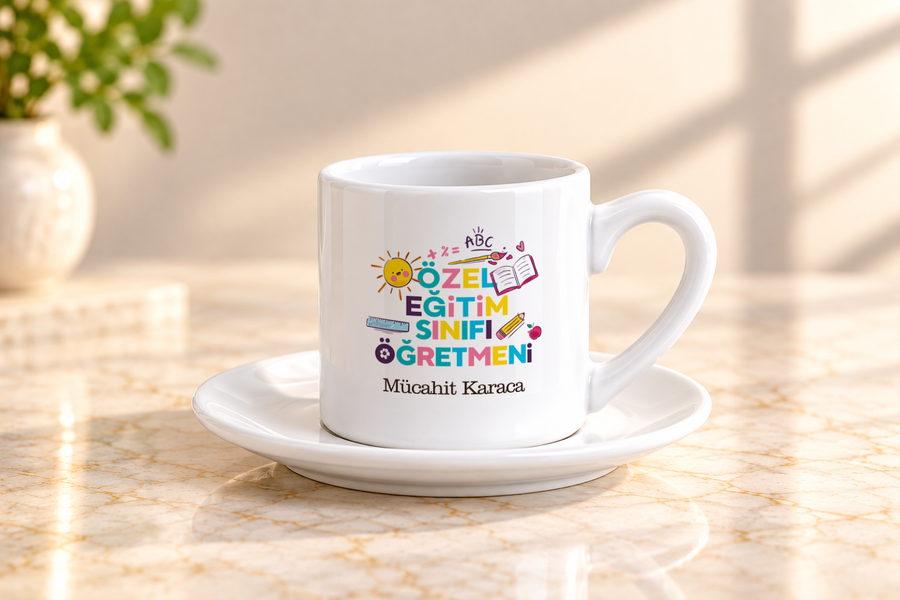 Özel Eğitim Öğretmenine İsme Özel Türk Kahvesi Fincanı