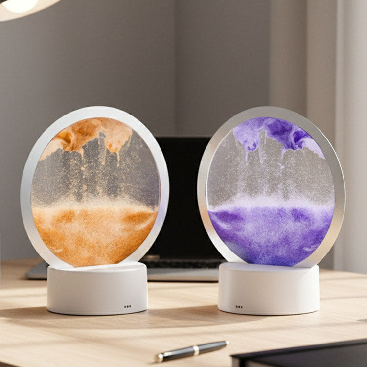 RGB Işıklı Dönen Sulu Kum Saati – 16 cm Dekoratif Kum Tablosu – ürün görünümü 1