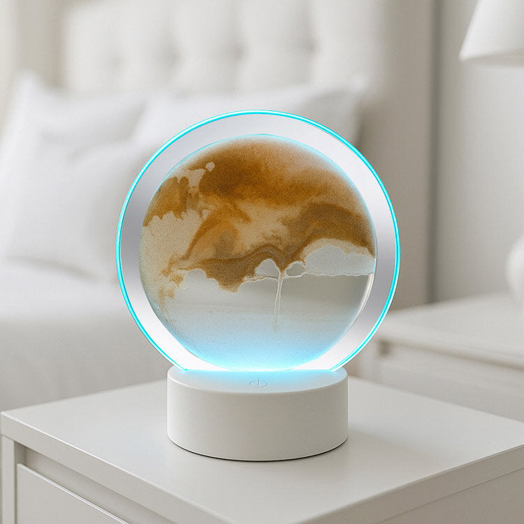 RGB Işıklı Dönen Sulu Kum Saati – 16 cm Dekoratif Kum Tablosu – ürün görünümü 2