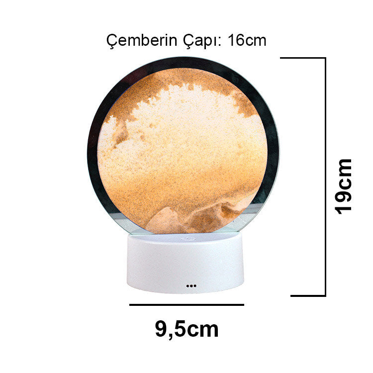 RGB Işıklı Dönen Sulu Kum Saati – 16 cm Dekoratif Kum Tablosu – ürün görünümü 3