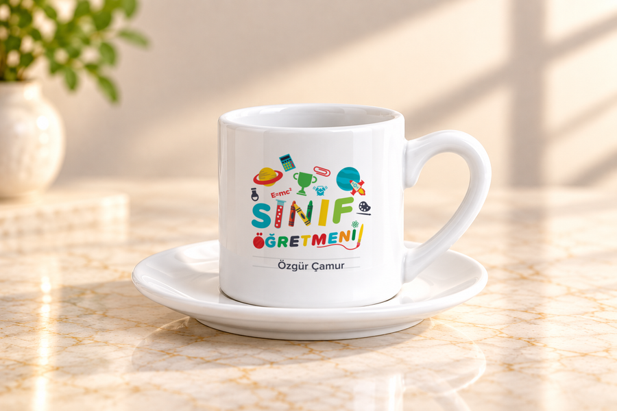 Sınıf Öğretmenine İsme Özel Türk Kahvesi Fincanı