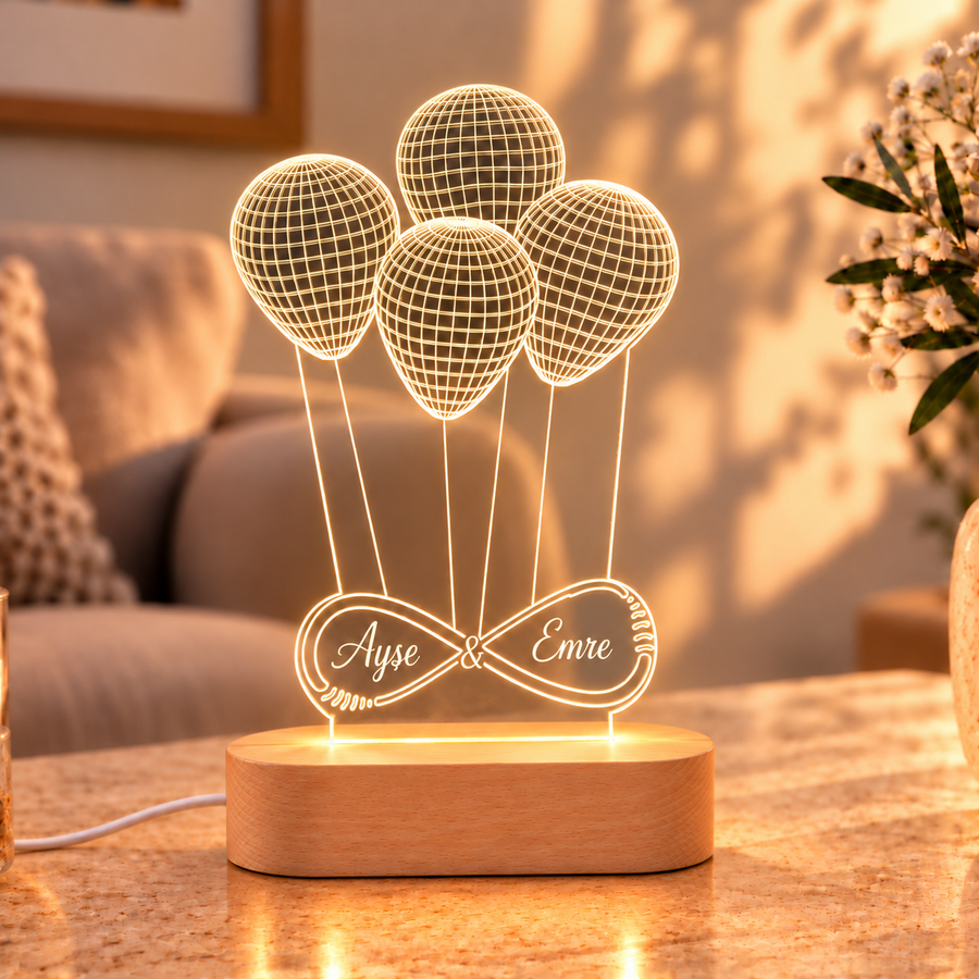 İsme Özel Sonsuzluk Balon Gece Lambası