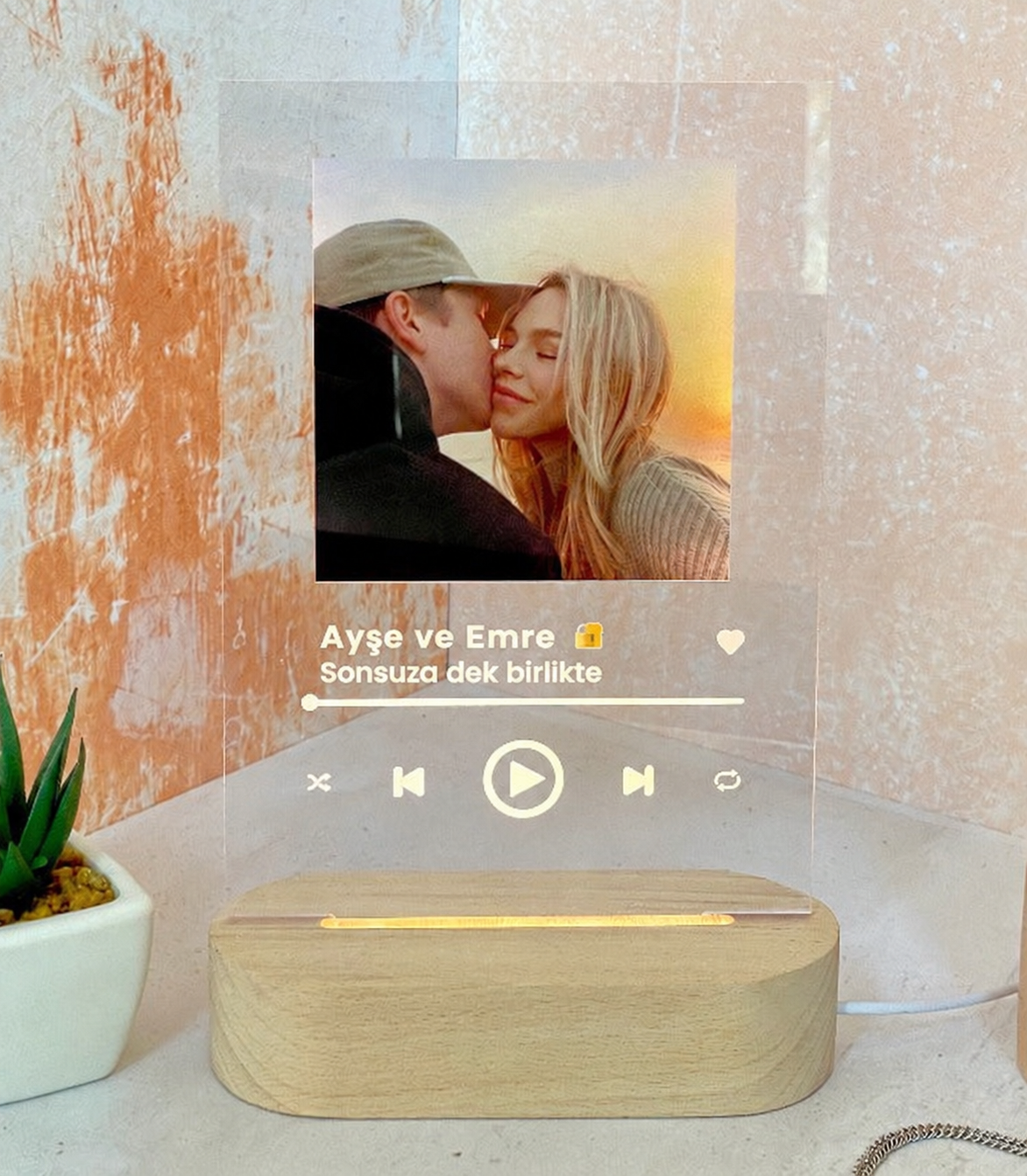 Çiftlere Özel Fotoğraflı Spotify Gece Lambası