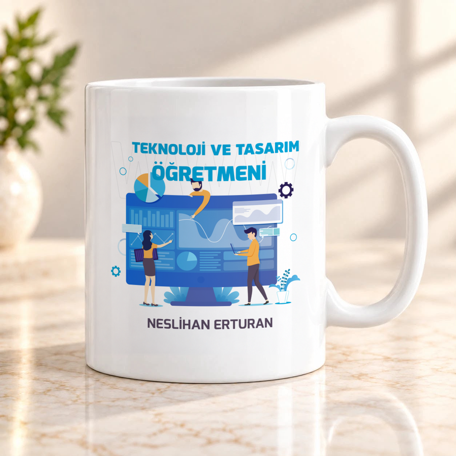 Teknoloji ve Tasarım Öğretmenine İsme Özel Kupa Bardak
