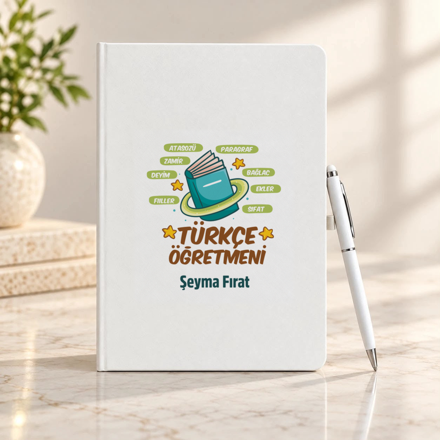 Türkçe Öğretmenine İsme Özel Defter ve Kalem Seti
