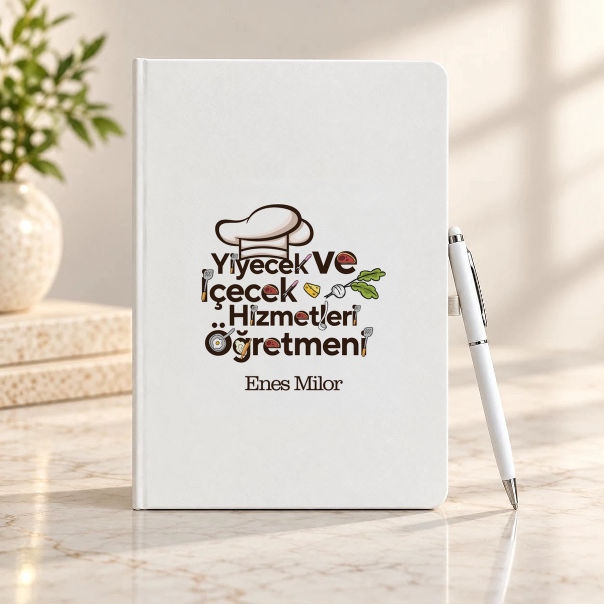 Yiyecek ve İçecek Hizmetleri Öğretmeni isme özel Defter Kalem Seti birinci görünüm