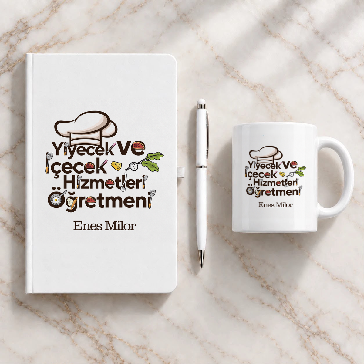 Yiyecek ve İçecek Hizmetleri Öğretmeni isme özel Hediye Seti ikinci görünüm