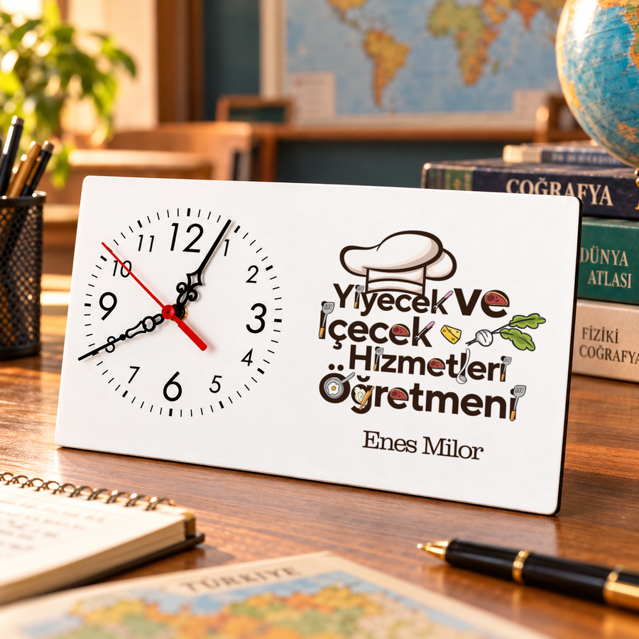 Yiyecek ve İçecek Hizmetleri Öğretmenine İsme Özel Masa Saati