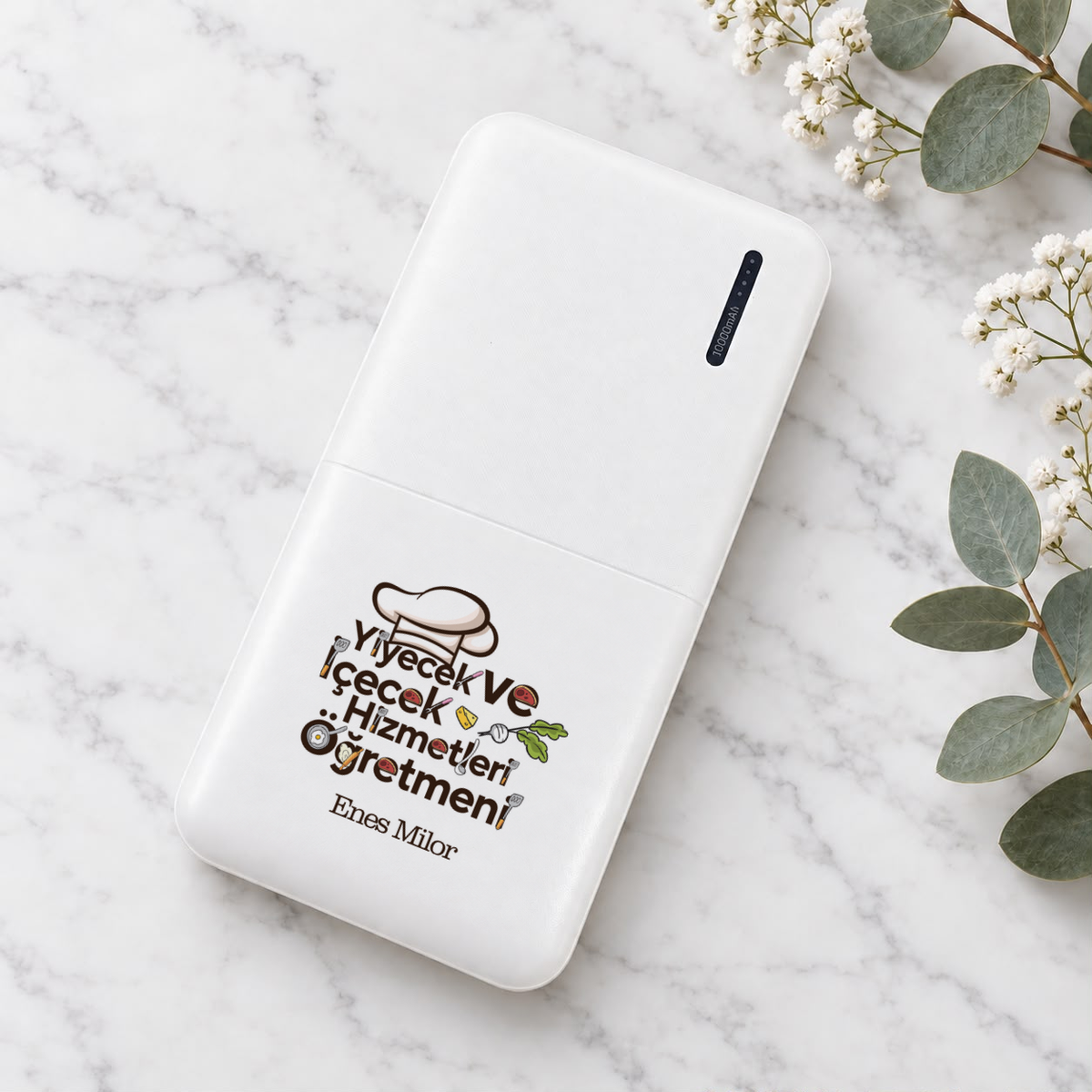 Yiyecek ve İçecek Hizmetleri Öğretmeni isme özel Powerbank ikinci görünüm